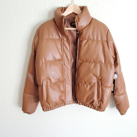 Last one! Final sale! Faux Leather Puffer Jacket - Picture 4 of 9